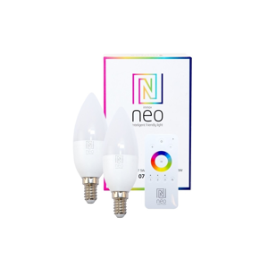Immax LED žiarovka Neo E14 5W farebná + teplá biela, stmievateľná, 2ks + ovládač (07005BD)