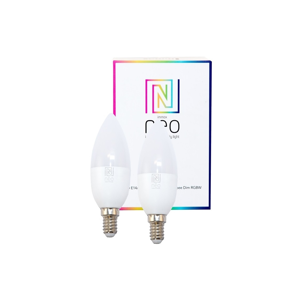 Immax LED žiarovka Neo E14 5W RGB 2ks LED žárovka, teplá biela + RGB, stmívatelná, 400lm
