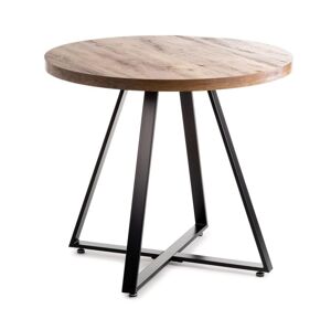 HowHomely Jedálenský stôl SURI 78x90 cm čierna/hnedá