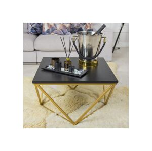 HowHomely Konferenčný stolík CURVED 62x62 cm zlatá/čierna