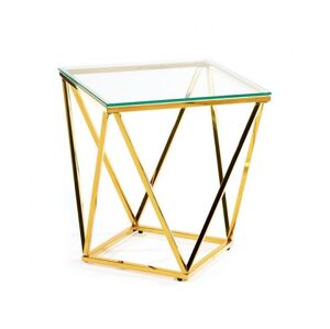 HowHomely Konferenčný stolík DIAMANTA 50x50 cm zlatá/číra