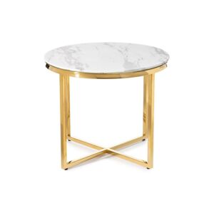 HowHomely Konferenčný stolík VERTIGO 50x60 cm zlatá/biela