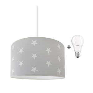 Lampdar LED Detský luster STARS GREY 1xE27/9W/230V
