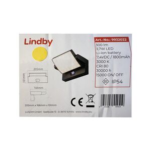 Lindby Lindby - LED Solárne nástenné svietidlo so senzorom SHERIN LED/3,7W/3,7V IP54