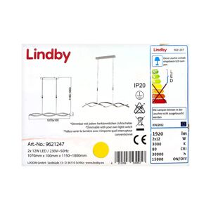Lindby Lindby - LED Stmievateľný luster na lanku AURON 2xLED/12W/230V