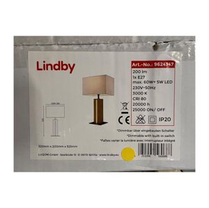 Lindby Lindby - Stmievateľná stolná lampa GARRY 1xE27/60W/230V + LED/5W/230V