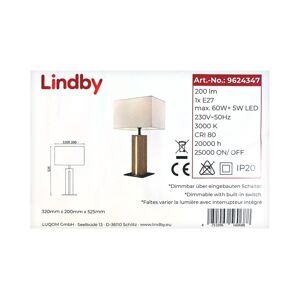 Lindby Lindby - Stolná lampa GARRY 1xE27/60W/230V + LED/5W/230V