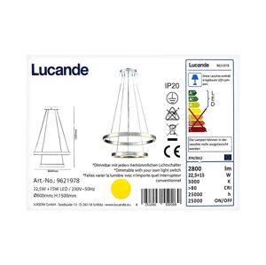 Lucande Lucande - LED Stmievateľný luster na lanku LYANI LED/22,5/230V + LED/15W/230V