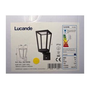 Lucande Lucande - LED Vonkajšia nástenná lampa so senzorom CHAJA LED/8,6W/230V IP54