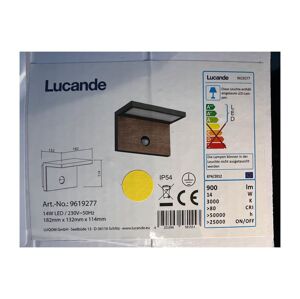 Lucande Lucande - LED Vonkajšie nástenné svietidlo so senzorom LIGNUS LED/14W/230V IP54