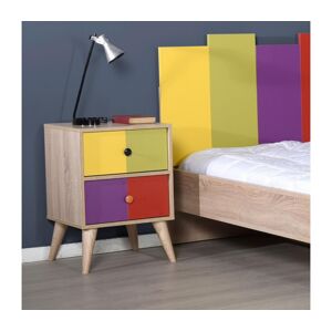 Adore Furniture Nočný stolík 66x44 cm hnedá/pestrofarebná
