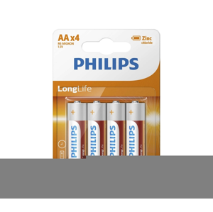 Philips Philips R6L4B/10 - 4 ks Zinkochloridová batéria AA LONGLIFE 1,5V