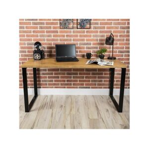 HowHomely Pracovný stôl BLAT 160x60 cm čierna/hnedá