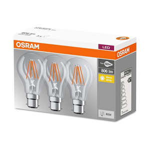 Osram SADA 3x LED Žiarovka B22d/7W/230V 2700K
