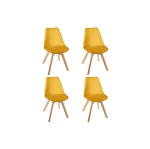 SADA 4x Jedálenská stolička BAYA buk/žltá