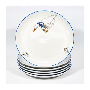 Sada 6x keramický tanier 24 cm biela modrá