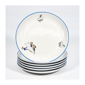 Sada 6x keramický tanier dezertný 19,5 cm biela modrá