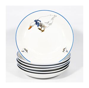 Sada 6x keramický tanier hlboký 22 cm biela modrá