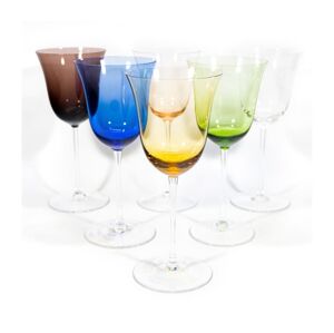 Sada 6x pohár na víno 300 ml číra s rôzne farebným nádychom