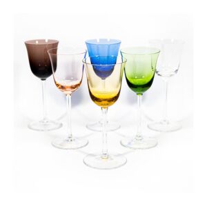 Sada 6x pohár na víno 70 ml číra s rôzne farebným nádychom